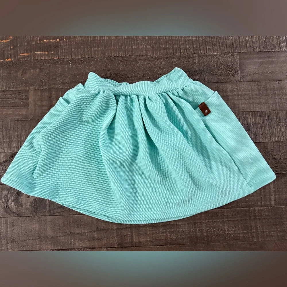 MINISTREET handmade skort size 8 • NWT • aqua • stretchy waist + big pockets ✨